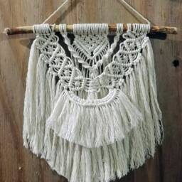 Macrame/Wall Hanging Fiber Art Above Bed Home Decor Office Nursery Bohemian Tapestry Natural Mini Macrame - thumbnail 2