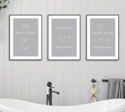Bathroom Prints, Grey Print, Wall Art, Toilet Prints, Funny Quote, Decor, Poster, Unframed - thumbnail 1