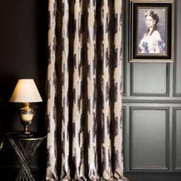 striped Patterned Gray Curtain Panel Luxury Bedroom Living Room Drape - thumbnail 2