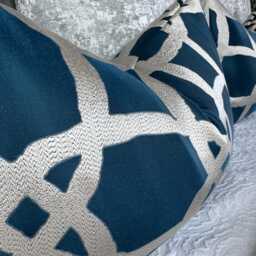 Fascino Teal Cushion Cover, Luxurious Throw Pillow Cover For Sofa/Bed, Luxury Home Decor - Bedroom , Designer Fabric, Size 12x20 - thumbnail 3