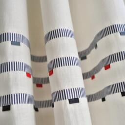 Nautical Theme White Navy Linen Blackout Curtains, Baby Nursery & Kids Ocean Window Treatments With Organic Cotton. Custom Sizes - thumbnail 2