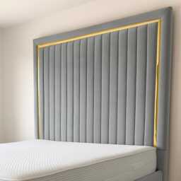 Plush Velvet Headboard With Golden Strip - 72