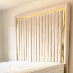 Plush Velvet Headboard With Golden Strip - 72 - thumbnail 2