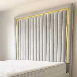 Plush Velvet Headboard With Golden Strip - 72 - thumbnail 3