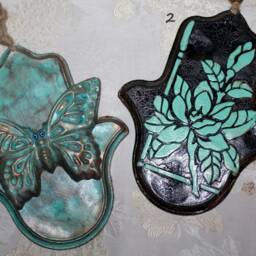 Handmade Stone Hamsa Wall Hanging, Unique Home Decor, Housewarming Gift - thumbnail 2
