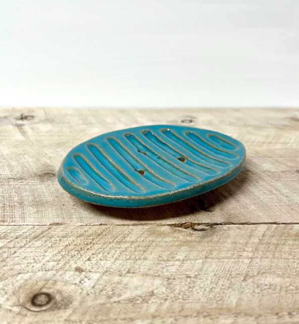 Ceramic Soap Dish - Teal - image 1