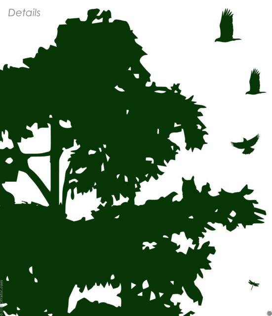 Pine Tree Forest Wall Decal - Owls, Birds, Squirrels, Fox, Hare - image 1
