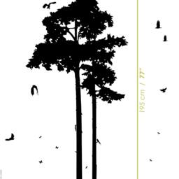 Pine Tree Forest Wall Decal - Owls, Birds, Squirrels, Fox, Hare - thumbnail 3