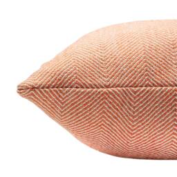 Faux Wool Linen Blend Herringbone Xl Rectangular Cushion in Burnt Orange. Traditional Linen-Mix Effect Fabric. 23X15 - thumbnail 2