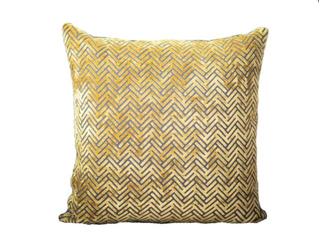 Yellow Velvet Geometric Pillow - image 1