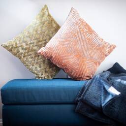 Yellow Velvet Geometric Pillow - thumbnail 4