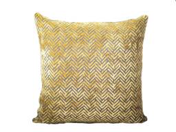 Yellow Velvet Geometric Pillow - thumbnail 1
