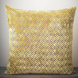 Yellow Velvet Geometric Pillow - thumbnail 2