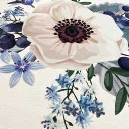 White Anemone Floral Pillow Cover - Soft Chenille Cushion, Blue Tones - thumbnail 2