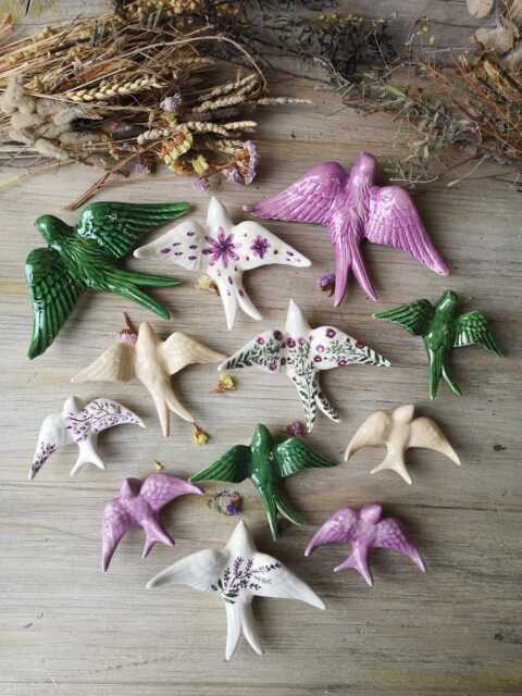 Set Of 12 Portuguese Swallows, Wall Art, Portugal Pottery, Keramik - image 1
