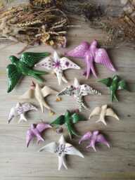 Set Of 12 Portuguese Swallows, Wall Art, Portugal Pottery, Keramik