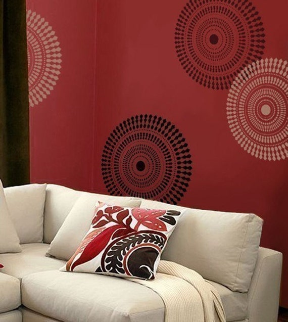 Wall Stencil Funky Wheel Med - Reusable Stencils For Diy Decor Modern Large Painting Geometric Stencils - image 1
