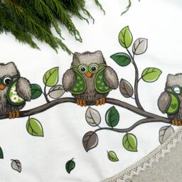 Owl Christmas Tree Skirt Decor Woodland Swedish Fabric Scandinavian - thumbnail 3