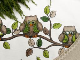 Owl Christmas Tree Skirt Decor Woodland Swedish Fabric Scandinavian
