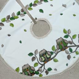 Owl Christmas Tree Skirt Decor Woodland Swedish Fabric Scandinavian - thumbnail 2
