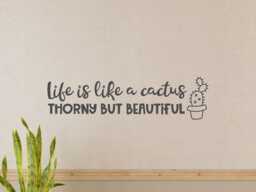 Cactus Wall Decal - Decor - Vinyl Sticker - Quote - Life Is Like A Cactus - Wall Decal - thumbnail 1