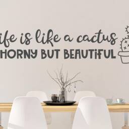 Cactus Wall Decal - Decor - Vinyl Sticker - Quote - Life Is Like A Cactus - Wall Decal - thumbnail 2