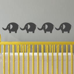 Caravan Of Whimsical Elephants - Wall Decal Custom Vinyl Art Stickers - thumbnail 1