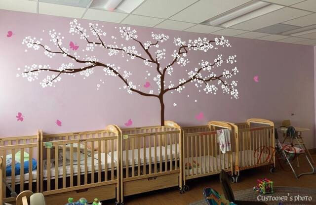 Cherry Blossom Tree Wall Decal, Butterfly Nursery Decor - image 1