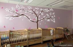 Cherry Blossom Tree Wall Decal, Butterfly Nursery Decor - thumbnail 1