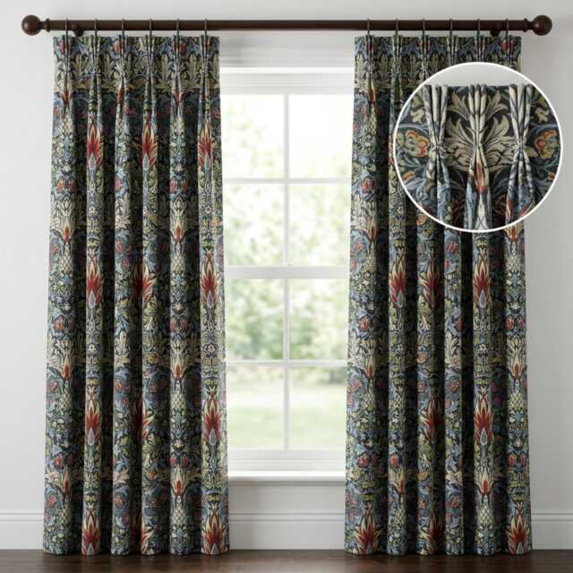 Custom Made William Morris Snakeshead Grey Blackout/Lining Curtains Pinch /Triple/Double Pleat - image 1