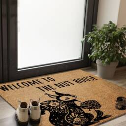 Squirrel Welcome Coir Doormat - Woodland Animal Front Door Rug - thumbnail 2