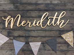 Large Wood Baby Name Sign, Silver, Gold, White, Or Black, Nursery, Laser Cut - thumbnail 1