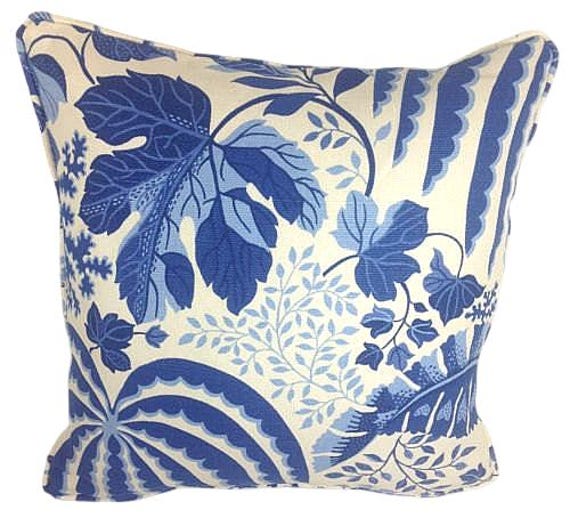 Sanderson - Rainforest Indigo Self-Piped Cushion Cover Throw Pillow Designer Home Decor - image 1