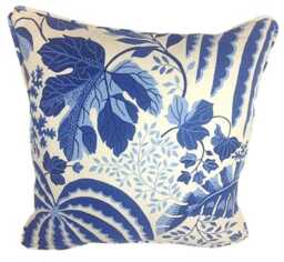 Sanderson - Rainforest Indigo Self-Piped Cushion Cover Throw Pillow Designer Home Decor - thumbnail 1