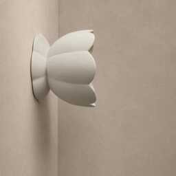 Small Vallea - Ceramic Flush Mount Wall Sconce Handmade Minimalist Flower Light Fixture in Bone White - thumbnail 2