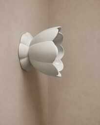 Small Vallea - Ceramic Flush Mount Wall Sconce Handmade Minimalist Flower Light Fixture in Bone White - thumbnail 1