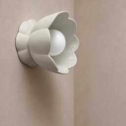 Small Vallea - Ceramic Flush Mount Wall Sconce Handmade Minimalist Flower Light Fixture in Bone White - thumbnail 3