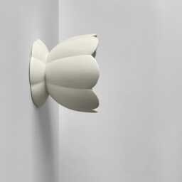 Small Vallea - Ceramic Flush Mount Wall Sconce Handmade Minimalist Flower Light Fixture in Bone White - thumbnail 3