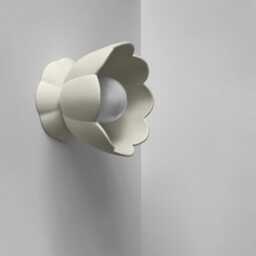 Small Vallea - Ceramic Flush Mount Wall Sconce Handmade Minimalist Flower Light Fixture in Bone White - thumbnail 2