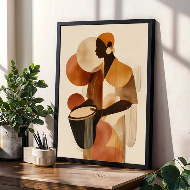 Abstract Geometric Brown & Beige Modern - Contemporary Wall Art - Lovers Decor - Poster Only - image 1