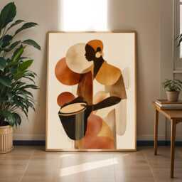 Abstract Geometric Brown & Beige Modern - Contemporary Wall Art - Lovers Decor - Poster Only - thumbnail 2