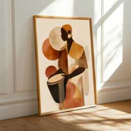 Abstract Geometric Brown & Beige Modern - Contemporary Wall Art - Lovers Decor - Poster Only - thumbnail 3
