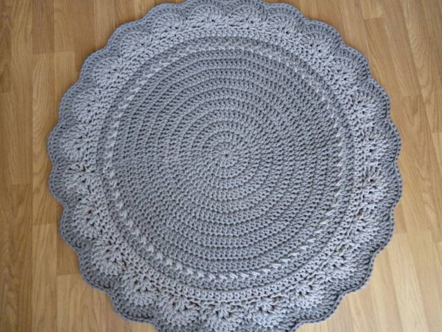 Handmade Chunky Crochet Cotton Rug, Cream Round Nursery Rug - image 1
