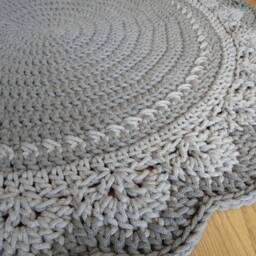 Handmade Chunky Crochet Cotton Rug, Cream Round Nursery Rug - thumbnail 4