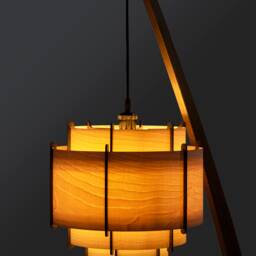 Wood Floor Lamp, Custom Design Lamp & Lighting, Mid Century Modern Veneer Unique Character Lighting, Handmade - thumbnail 3