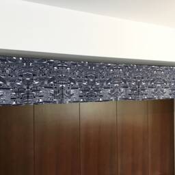 City Sky Line Window Valence, Indigo Blue Noren Curtain, Japanese Order Made, Restaurant Shop Wall Tapestry - thumbnail 2