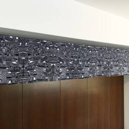 City Sky Line Window Valence, Indigo Blue Noren Curtain, Japanese Order Made, Restaurant Shop Wall Tapestry - thumbnail 3