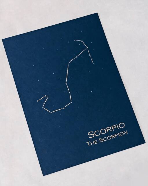 Scorpio Constellation Zodiac Art Print/Gold Foil Wall Astrology Home Decor October-November Birthday On Navy Or Cream - image 1