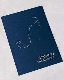 Scorpio Constellation Zodiac Art Print/Gold Foil Wall Astrology Home Decor October-November Birthday On Navy Or Cream
