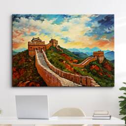 The Great Wall Of China Abstract Oil Painting Van Gogh Style Art Framed Canvas Poster Print Home Kitchen Office Room Decor Gifts - thumbnail 1